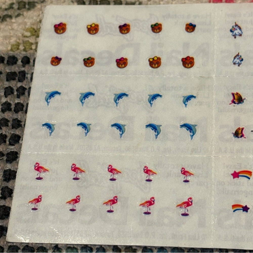 Lisa Frank Vintage 90’s Nail Sticker Decals Sheet Dolphins Unicorns Flamingos 6p - Picture 2 of 5